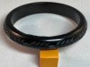 BB254 vine carved black bakelite bangle 